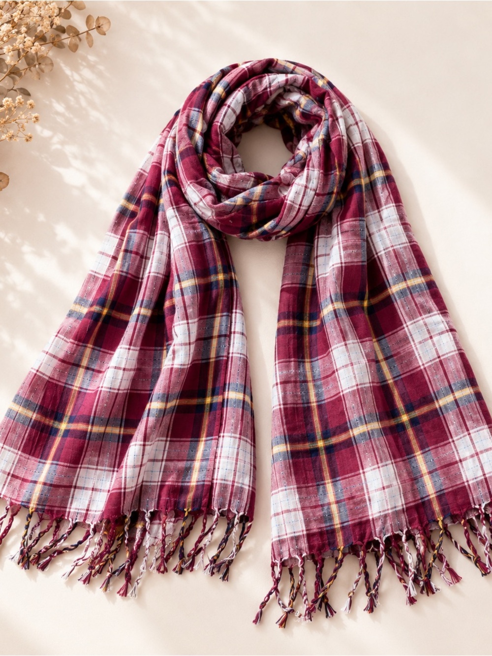Aerie Pink Plaid Scarf